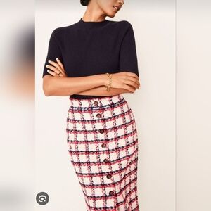 NWT ANN TAYLOR Plaid Tweed Button Front Skirt, Skize 6